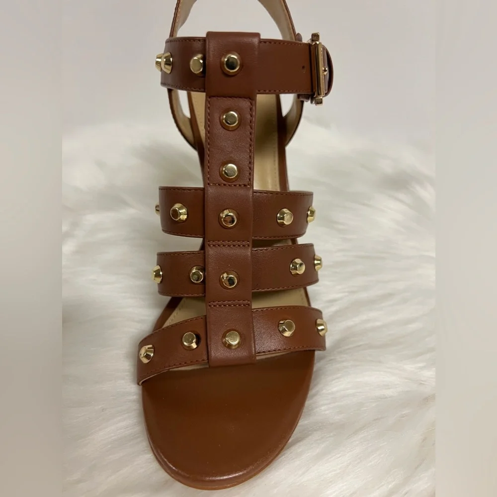 MICHAEL Michael Kors Jagger Studded Stiletto Sandal in Luggage Size 7.5 NWOB